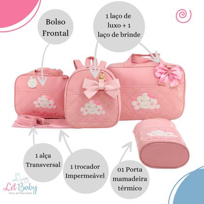 Imagem de Kit Bolsa de Maternidade 5 Peças + Saída maternidade + Enxoval Master menina