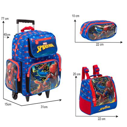 Imagem de Kit Bolsa Escolar Menino Homem Aranha Carrinho + Lancheira