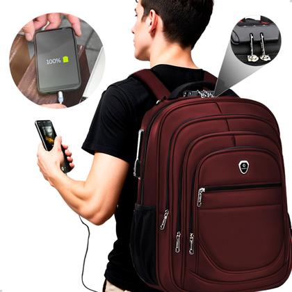 Imagem de Kit Bolsa Grande Anti Furto Saida USB + Power bank Compacto Carregamento rápido