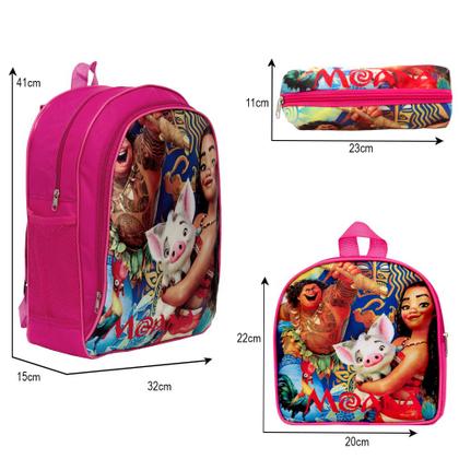 Imagem de Kit Bolsa Infantil Costas Menina Moana Resistente Toys 2U