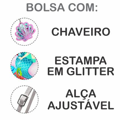 Imagem de Kit Bolsa Infantil Feminina com Estojo Sereia Magicc Bolsas KI-223