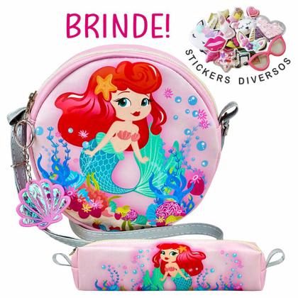 Imagem de Kit Bolsa Infantil Feminina com Estojo Sereia Magicc Bolsas KI-223