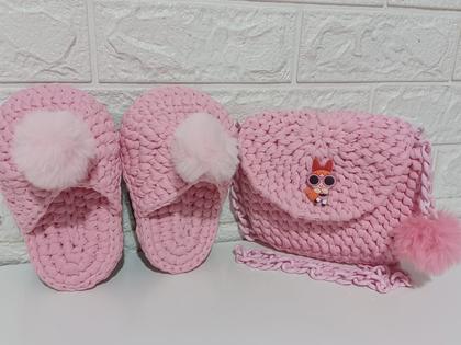 Imagem de Kit Bolsa Infantil Meninas Super Poderosas  Pantufa Pompom