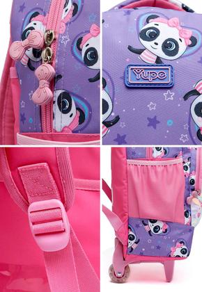 Imagem de Kit Bolsa Infantil Mochila Lancheira Estojo Yupe Resistente Feminina Rosa 22L