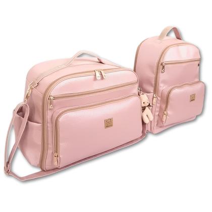 Imagem de Kit Bolsa Mala Maternidade Bebe Enxoval Grande e Mochila com Trocador Linha Austin