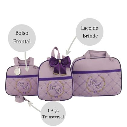 Imagem de Kit bolsa maternidade 3 peças borboleta menina + saida maternidade