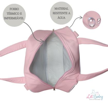 Imagem de Kit bolsa maternidade 5 peças urso chevron menina + saída maternidade