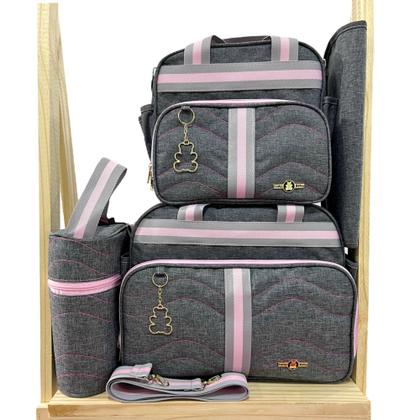 Imagem de Kit Bolsa Maternidade Luxo 4 peças Mala Bebê Impermeável Menino Menina