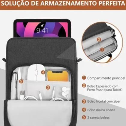 Imagem de Kit Bolsa Pasta alça Transporte + Teclado Compativel iPad (A16) de 11 polegadas (2025) e iPad de 10,9 polegadas (2022)