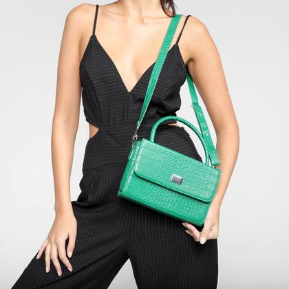 Imagem de Kit Bolsa Pien Mini Bag Croco Pequena + Carteira Feminina