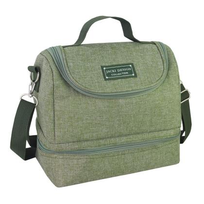 Imagem de Kit Bolsa Térmica Lancheira Marmita 2 Divisórias Garrafa Squeeze Água e Porta Talheres Garfo Colher