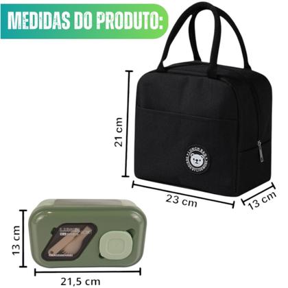 Imagem de Kit Bolsa Térmica + Pote Térmico Feminina Masculina Lancheira Porta Marmita Lanche Bebida Estudante