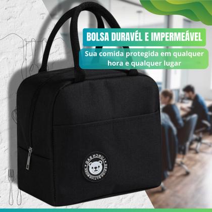 Imagem de Kit Bolsa Térmica + Pote Térmico Feminina Masculina Lancheira Porta Marmita Lanche Bebida Estudante