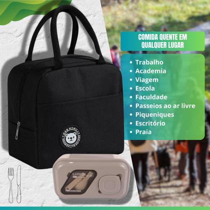 Imagem de Kit Bolsa Térmica + Pote Térmico Feminina Masculina Lancheira Porta Marmita Lanche Bebida Estudante