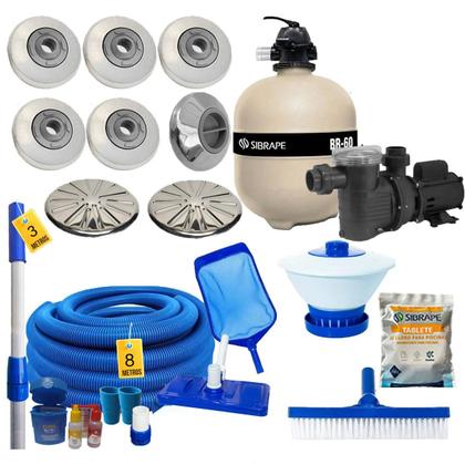 Imagem de Kit Bomba 1 Cv E Filtro Br60 E Dispositivos Inox P/ Piscinas