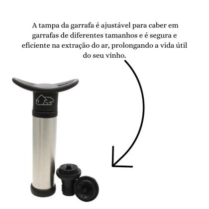 Imagem de Kit Bomba A Vácuo Para Vinho Com 2 Rolhas Tampa Garrafa
