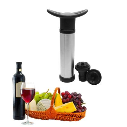 Imagem de Kit Bomba A Vácuo Para Vinho Fresco Com Duas Rolhas Tampa Para Preservar Com Acessórios Duráveis