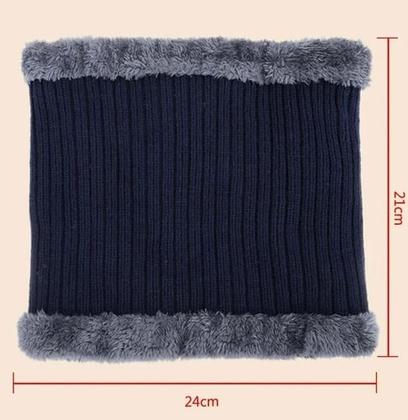 Imagem de Kit Boné Boina Gorro Cachecol Beanie Forrada Lã Inverno
