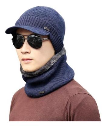 Imagem de Kit Boné Boina Gorro Cachecol Beanie Forrada Lã Inverno