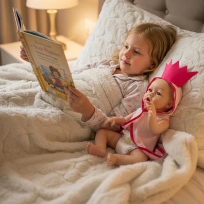 Imagem de Kit Boneca Bebe Reborn Menina 55cm Mamae Reborn + Roupinhas