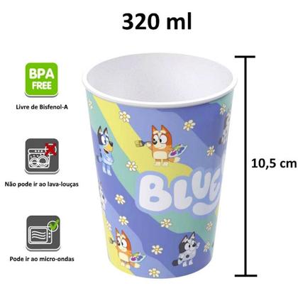 Imagem de Kit Boneca Bingo do Desenho Bluey 20cm com Copo Original