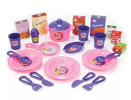 Imagem de Kit Boneca + Carrinho + Jantarzinho Com Utensílios Divertido