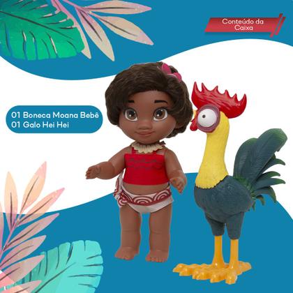 Imagem de Kit Boneca Infantil Moana Princesa E Galo Hei Hei Disney