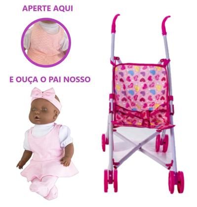 Imagem de Kit Boneca Judy Negra Minha 1ª Oração 674 Milk + Carrinho