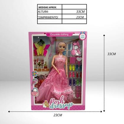 Imagem de Kit Boneca Princesa Fashion com Roupas e Acessórios