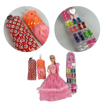 Imagem de Kit Boneca Princesa Fashion com Roupas e Acessórios