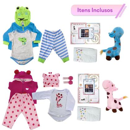 Imagem de Kit Boneca Reborn Gêmeos Menina Menino Fofos Com Pelúcia