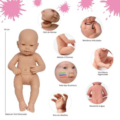 Imagem de Kit Boneca Reborn Molde Com Corpinho De Silicone Menina Lara
