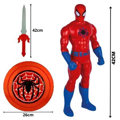 Imagem de Kit Boneco Infantil Homem Aracmiano E Acessórios Super Aranha Heróis Para Crianças Vermelho E Preto