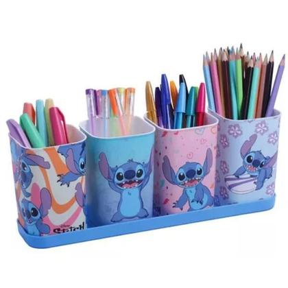 Kit Boneco Stitch Brinquedo Disney 15Cm Com Porta Lápis - Marvel