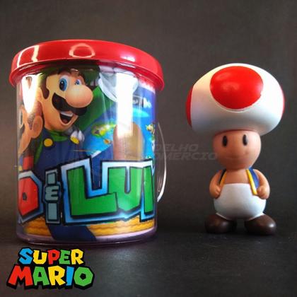 Imagem de Kit Boneco Toad Cogumelo 10Cm + Caneca Super Mario 350Ml