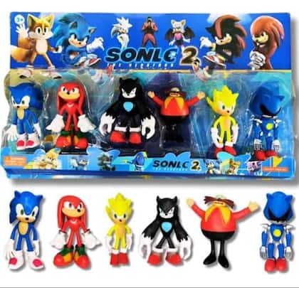 Imagem de Kit Bonecos Sonic 6 Personagens Tails Shadow Knuclke Presente