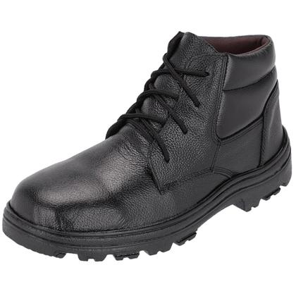 Imagem de Kit Bota de Couro Original Masculina Cano Curto Bico Biqueira em PVC com Solado de Borracha Tratorado e Carteira Porta Documentos