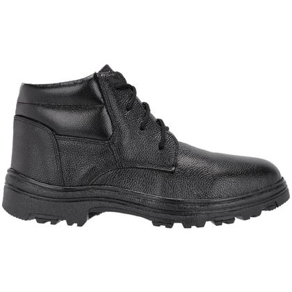 Imagem de Kit Bota de Couro Original Masculina Cano Curto Bico Biqueira em PVC com Solado de Borracha Tratorado e Carteira Porta Documentos