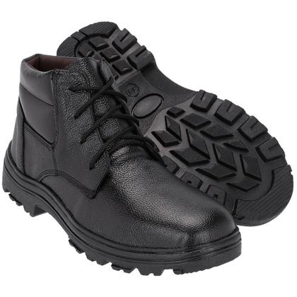 Imagem de Kit Bota de Couro Original Masculina Cano Curto Bico Biqueira em PVC com Solado de Borracha Tratorado e Carteira Porta Documentos