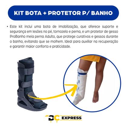 Imagem de Kit Bota Imobilizadora M1 Longa Mercur Capa Protetora ProBanho BioFlorence
