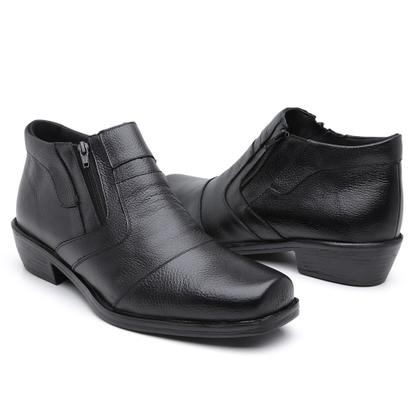 Imagem de Kit Bota Masculina Social Cano Curto Com Zíper Lateral Confortável + Relógio + Carteira + Cinto