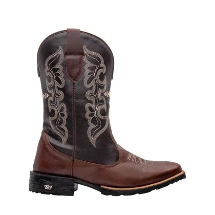 Imagem de Kit Bota Texana Country Masculina Texas Gold Cruzeta de Couro com Carteira e Cinto