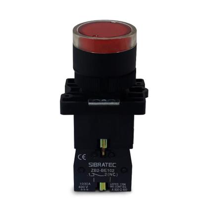Imagem de Kit Botão de Impulso Iluminado  Plástico  EW3461 24V 1NF  Vermelho