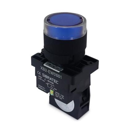 Imagem de Kit Botão de Impulso Iluminado  Plástico  EW3661 24V 1NA  Azul