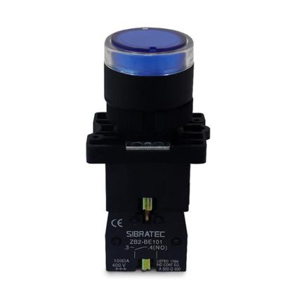 Imagem de Kit Botão de Impulso Iluminado  Plástico  EW3661 24V 1NA  Azul