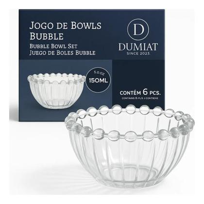 Imagem de Kit Bowl Tigela de Vidro 6un 150ml p/ Sobremesa Dumiat
