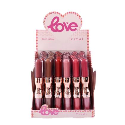 Imagem de Kit Box com 36 Batom Líquido e Gloss Duo Love Vivai