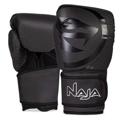 Imagem de Kit Boxe Muay Thai Naja Black Line + Luva + Bandagem + Bucal