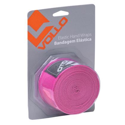 Imagem de Kit Boxe Vollo Luva 14oz Dourada + Bandagem 3M Rosa MuayThai