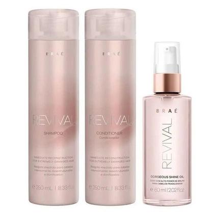 Imagem de Kit Braé Revival Shampoo 250ml + Condicionador 250ml + Óleo Gorgeous Shine Oil 60ml